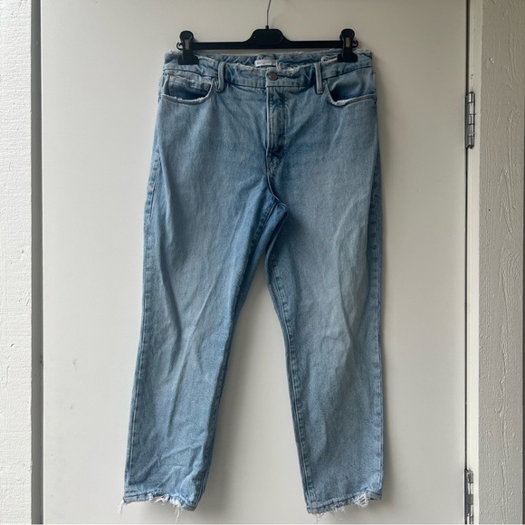 Good American Good High Rise Cropped Girlfriend Straight Jeans - Light Blue - 6 - Picture 4 of 13